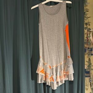 Mystree long grey tank with layered ruffle bottom
